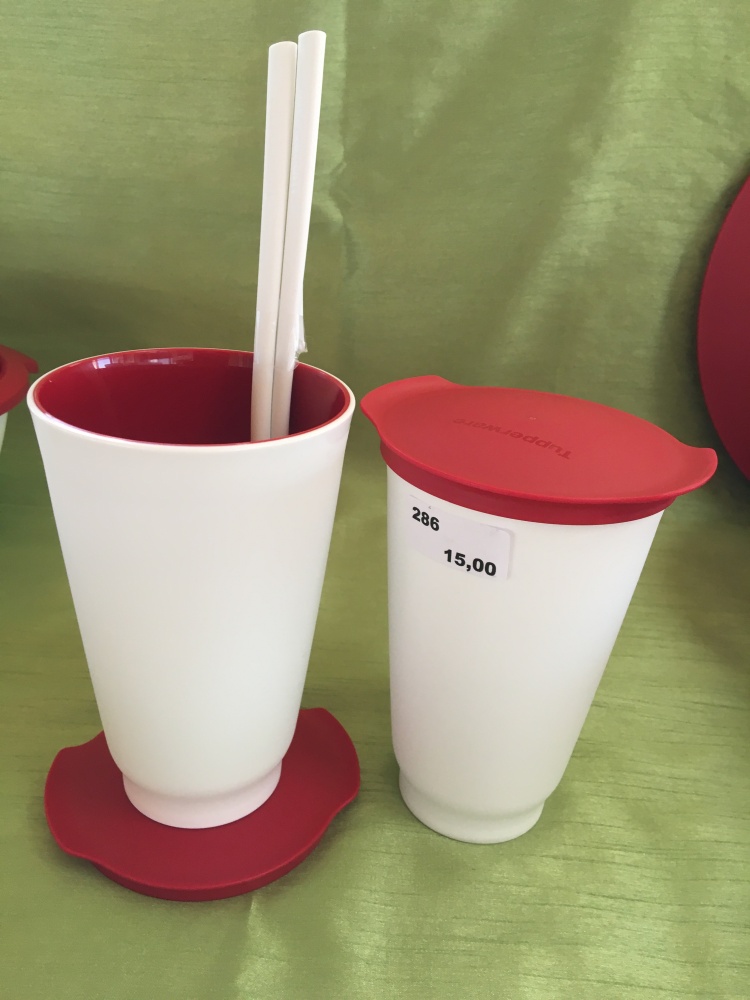 Allegra rot, Cups mit Löffel - ideal für Eiskaffee