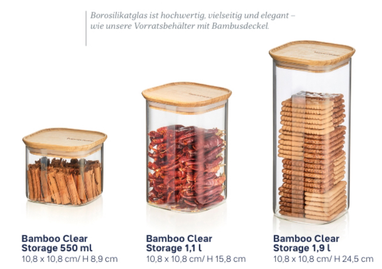 Bamboo Clear Storage 1,1 l - Premia Glas