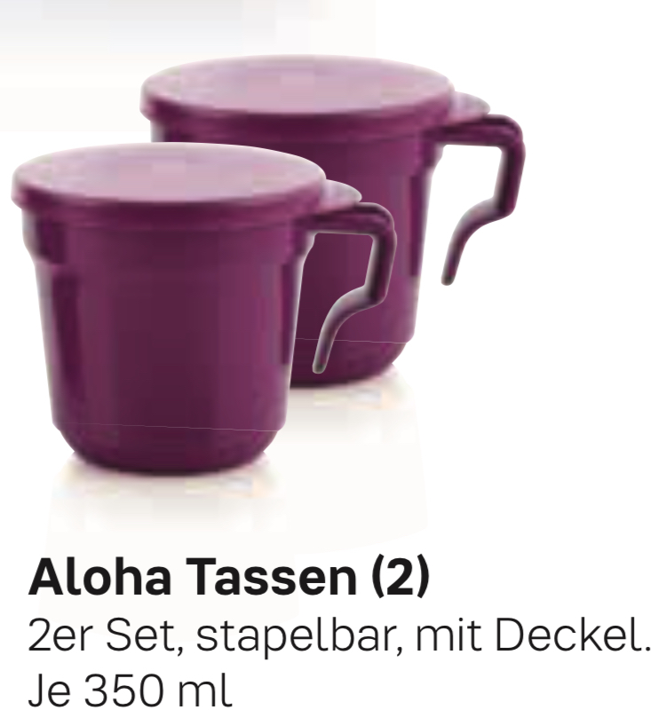 Aloha Tassen mit Deckel, 2x 350 ml